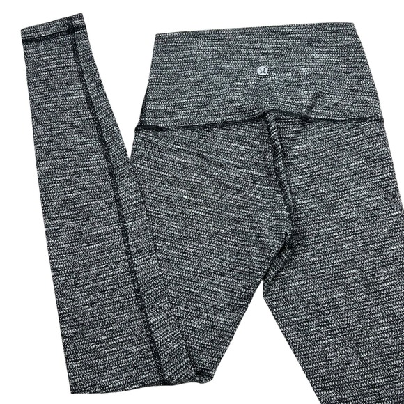 Lululemon Wunder Under Leggings Womens Size 6 Black White Heather High Rise Yoga - Picture 1 of 5